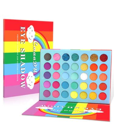 35 Rainbow Colors Eyeshadow Palette Matte and Glitter High Pigment Eye Shadow Power Brights Colorful Eye Cosmetic Makeup Pallet(35 Colors) 35 colors 03