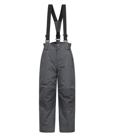 Mountain warehouse raptor children ski pants-two pockets snow festival removable straps ankle opening reinforced knees-boys and girls winter dark gray 2-3 years
