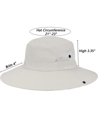 Women's UV Protection Wide Brim Sun Hat - Foldable Beach Bucket Hat with Ponytail Hole, Beige - Buy Online on GoSupps.com