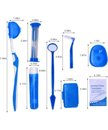 Portable Orthodontic Care Kit for Braces - Dental Travel Kit with Interdental Brush, Wax, Floss - Blue (8 Pcs) - Buy Online on GoSupps.com