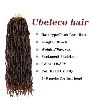 Ubeleco 18 Inch Soft Locs Crochet Hair | Ombre Natural Black Brown Pre-Looped Faux Locs | Synthetic Curly Wavy Locs Crochet Hair (Pack of 8) 1B/30 - Buy Online on GoSupps.com