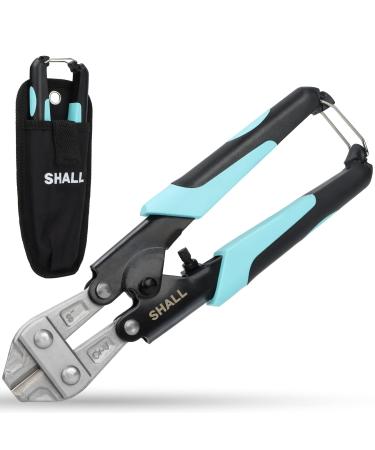 SHALL Mini Bolt Cutter 210mm/8-inch Heavy Duty Wire Cutter Two-Color Ergonomic Handle Security Lock More Efficient Leverage & Adjustable Opening Belt Bag Included