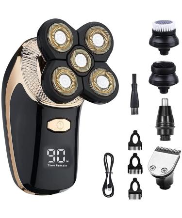 Electric Razor for Men 5 in 1 Electric Razor for Men Professional Waterproof Head Shavers with Wet and Dry 5 Heads Fast Charging Shaving Side 5D Floating Set