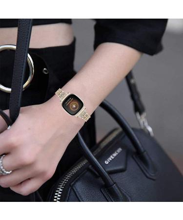 Mtozon Bling Metal Band for Fitbit Versa 3/Sense - Women's Dressy Slim Bracelet in Champagne Gold - Buy Online on GoSupps.com
