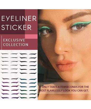 40 Pieces Cat Eye Makeup Stickers - Reusable Eyelid Line Stickers for Instant Eyeliner Outline - Easy to Clean & Flexible (Black) - Buy Online on GoSupps.com