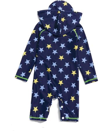 BONVERANO Baby Boys Swimsuit 18-24 Months | Yellow Star One Piece Full-Zip Hoodie Bathing Suit with UPF 50+ Sun Protection - Buy Online on GoSupps.com