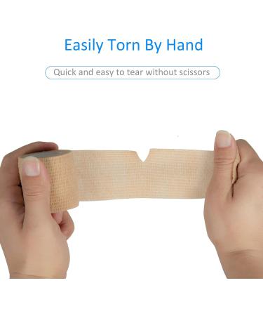 Skin Color Cohesive Bandage Wrap 2 x 5 Yards - 12 Rolls Self Adherent Vet Wrap for Pets - Elastic Self Adhesive Bandage Tape for Sprains and Swelling - Buy Online on GoSupps.com