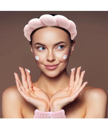 Yucca Sponge Spa Headband | Terry Cloth Bubble Makeup Headband for Women - Pink - Buy Online on GoSupps.com