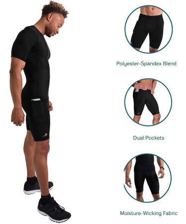 CompressionZ Men's Performance Compression Shorts with Pockets - Black, X-Large - Buy Online on GoSupps.com