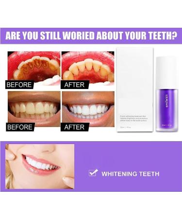 Purple Toothpaste for Teeth Whitening - 30/90ml | Yellow Stain Removal & Sensitive Teeth Kit (3PCs) - Buy Online on GoSupps.com