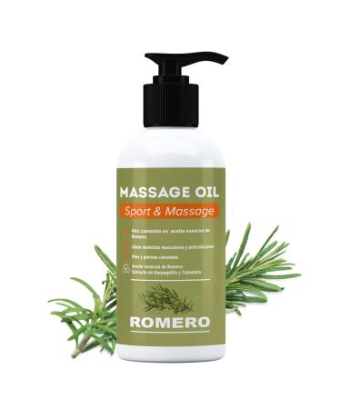 QKnatur ROSEMARY - Massage oil with high content of rosemary essential oil and extracts of Harpagofito and Calendula - Muscle recovery - 250 ml.