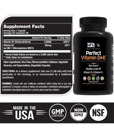 HFL Perfect Vitamin D&K by Dr. Sam Robbins | 3 Month Supply | Vegan Plant-Based | Vitamin D3 & K2 (MenaQ7 MK-7) | 2X Absorbable - Buy Online on GoSupps.com