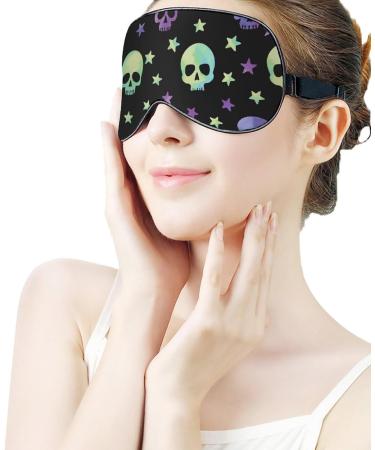 Neon Skulls Starry Night Sleep Mask - Adjustable Eye Cover for Men & Women - Blocks Light for Night Travel & Nap - Buy Online on GoSupps.com