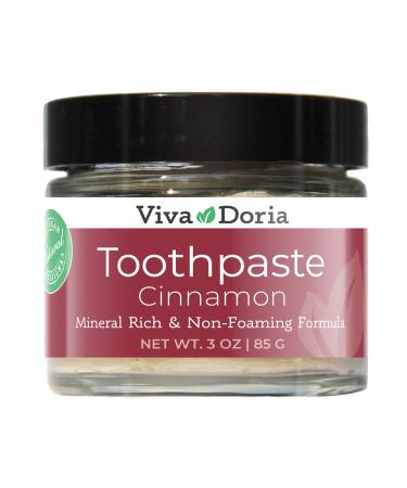 Viva Doria Fluoride Free Natural Mineralizing Toothpaste - Cinnamon (3 oz Glass jar)