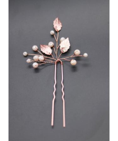 Missgrace Bridal Crystal Leaf Rose Gold Hair Pins - Pack of 3 | Wedding Hair Accessories - Buy Online on GoSupps.com