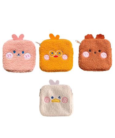 Milists 4 pieces of storage bags for women's bandages menstrals pad bag sanitary pads case holder for breastfeeding inserts sanitary pad holder care pad holder travel pockets caricature fleece