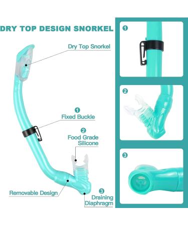 AosDero Kids Snorkeling Set - Tiffany Blue | Adjustable Flippers, Panoramic Mask, Dry Snorkel Tube | Ages 5-14 - Buy Online on GoSupps.com