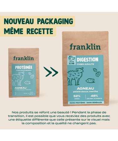 Franklin Sensitive Dog Food Protein Range with 52% lamb grain-free Mono-protein Size 13 mm 12 kg - Buy Online on GoSupps.com