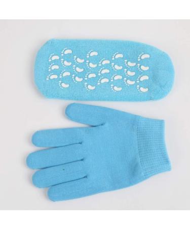 Minkissy Moisture Gloves & Sock Set | Gel Heel Socks & Spa Gloves for Dry Cracked Skin - Sky Blue - Buy Online on GoSupps.com
