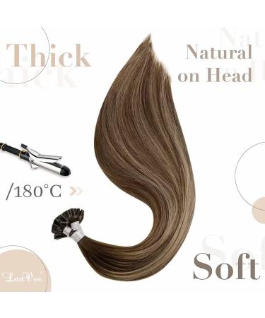 Buy LAAVOO Real Hair Balayage Extensions | Dark Brown Ombre U Tip Hair Extensions 50g 55cm - Premium Quality Keratin Bondings - Buy Online on GoSupps.com