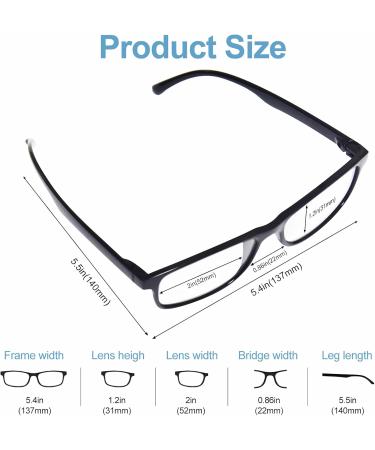 5 Pack Reading Glasses - Blue Light Blocking Anti UV Eyeglasses for Men & Women Lightweight 2.5x Magnification - Three Black & Two Grey - Buy Online on GoSupps.com