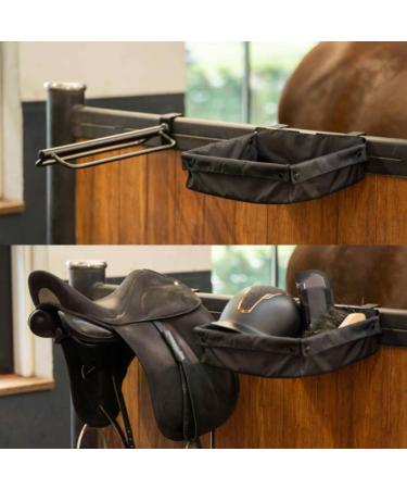 RL24 Saddle Car Irhcarry Light - Foldable & Resilient Saddle Holder with Bridle Holder | Removable Basket | Navy/Chocolate Stable Accessories | International Shipping - Buy Online on GoSupps.com