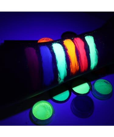 FindinBeauty Neon Pigment Eyeshadow Powder UV Glow Blacklight 6 Mixed Bright Colors - Fluorescent Matte Eye Shadow Set - Buy Online on GoSupps.com