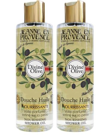 JEANNE EN PROVENCE - Douche Huile Divine Olive - Nettoie Nourrit & Parfume - Gel Douche Pour Peaux S ches - 95% d'Ingr dients d'Origine Naturelle - Fabriqu en France Grasse - 250 ml (Lot de 2) Pack of 2