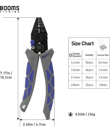 Booms Fishing CP4 Wire Crimping Tool with Cutter | High Carbon Steel Crimping Pliers and Leader Crimper Tool | 7 inch Swager with Ergonomic Handle and 140pcs Sleeves - Buy Online on GoSupps.com
