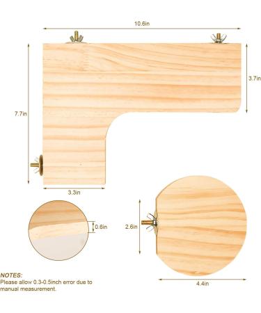 4 Pcs Hamster Wooden Platform L-shaped Large Platform Natural Wooden Parrot Round Standing Board Rat Activity Chinchilla Bird Cage Accessories for Squirrel Gerbil Chinchilla Dwarf Hamster (L) - Buy Online on GoSupps.com