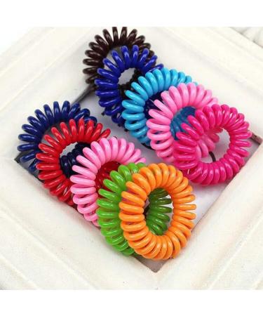 Sacola Spiral Hair Ties - 50 Colorful No-Wrinkle Ponytail Holders | Invisible Hair Ties for Cell Phones - 10 Vibrant Colors - Buy Online on GoSupps.com