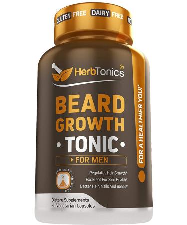 Beard Growth Vitamins Supplement for Men - Thicker, Fuller, Manlier Hair - Scientifically Designed Pills with Biotin, Zinc- for All Facial Hair Types - Veggie Capsules