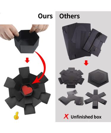 Wanateber Explosion Box DIY Handmade Photo Box for Birthday, Anniversary, Valentine's Day, Wedding - Black - Buy Online on GoSupps.com