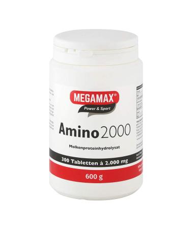 Megamax Amino 2 000 amino acid tablets 300 tablets pure whey protein hydrolyzate |Amino acid complex with (BCAA & EAA) including 7 essential aminos |Building muscle for strength training and bodybuilder