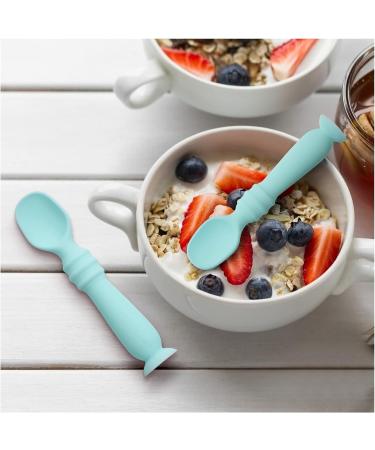 Vicloon Baby Fork and Spoon Set - Silicone Self Feeding Utensil for Infant Toddler - Easy Grip Toddler Cutlery Kit - Blue - Buy Online on GoSupps.com