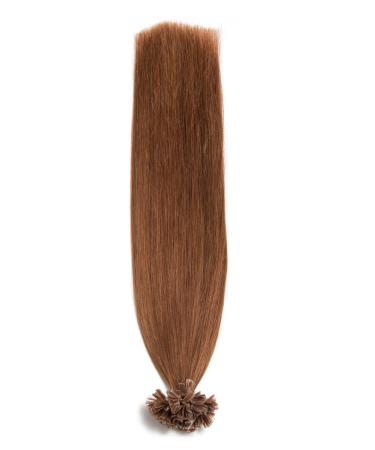 Gold-Brown Keratin Bonding Extensions - 100% Remy Human Hair - 50x1g 45cm U-Tip Strands - Color #8 Golden Brown - Buy Online on GoSupps.com