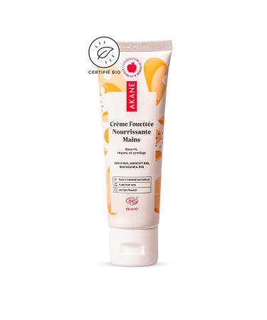AKANE - Organic Hand Whipped Cream – Soothes, Moisturizes and Protects Your Hands – 100% Natural Ingredients – Coconut Oil, Apricot, Macadamia + Natural Active Ingredients – 50 ml