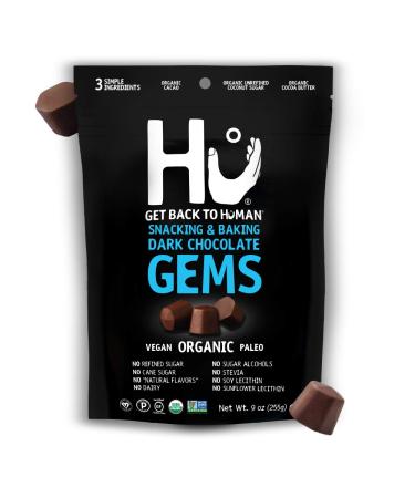 Hu Gems Chocolate Chips Vegan Snacks | 3 Pack, 9oz Each | Organic, Paleo, Dark Chocolate Baking Chips | Great for Baking & Snacking, Non GMO, Kosher Chocolate 9 Ounce (Pack of 3)