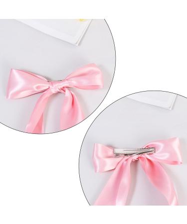 2 Pack Hair Bows for Girls and Women Large Bow Hair Clips Hair Barrette with Long Silky Satin Pink Hair Accessories for Girls(Pink) - Buy Online on GoSupps.com