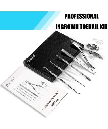 OosoFitt 7Pcs Stainless Steel Ingrown Toenail Clippers Set - Professional Toe Nail Nippers for Surgery Grade Manicure Pedicure - Silver - Buy Online on GoSupps.com