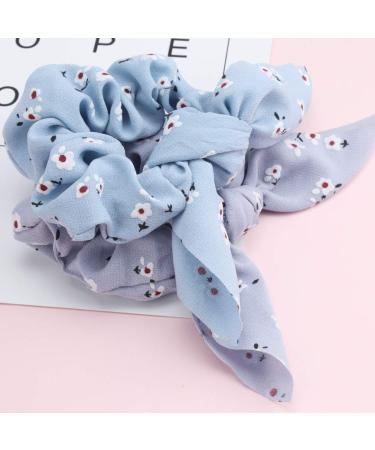 Bow Scrunchies Hair Accessories Set - 18 Pcs Chiffon & Silk Scrunchies with Bow Scarf, Solid Stripe Flower Colors, Ponytail Holder, Rabbit Bunny Ear BowKnot - Hair Ties Ropes - Buy Online on GoSupps.com