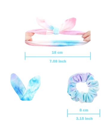 IVARYSS Bow Scrunchies for Little Girls - 12 Pcs Tie Dye Velvet Rabbit Bunny Ear Small Scrunchy | Cute Rainbow Ponytail Holder for Kids | Soft Bowknot Elastic Hair Bands - Buy Online on GoSupps.com