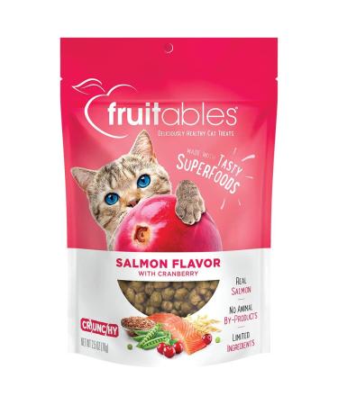 Fruitables Crunchy Cat Treats | Healthy Cat Treats with Limited Ingredients | Low Calorie 2.5 Ounce (Pack of 1) Salmon & Cranberry