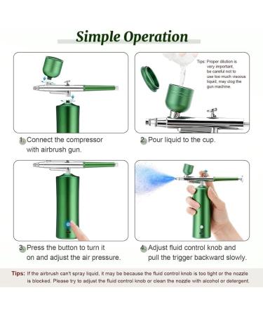 kzxbty Airbrush Kit with Compressor Non-Clogging Air BrushGun with 0.3mm Nozzle and Cleaning Brush Set for Makeup Nail Art - Buy Online on GoSupps.com