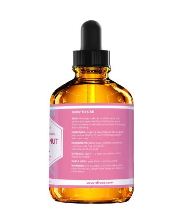 Leven Rose Kukui Nut Oil 4 oz - 100% Natural Organic Cold Pressed Unrefined - Pack of 1 - Buy Online on GoSupps.com