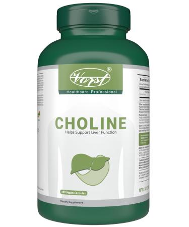 VORST Choline Bitartrate 410mg Per Serving 180 Vegan Capsules | Supplement for Liver Health | Fatty Liver & Brain Supplement | Powder Pills | 1 Bottle 180 count (Pack of 1)