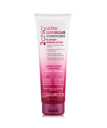 GIOVANNI 2chic Ultra-Luxurious Conditioner, 8.5 oz. - Cherry Blossom & Rose Petals, Enriched with Aloe Vera & Pro-Vitamin B5, Calms & Smooths Curly & Wavy Hair, Moisturizing Formula