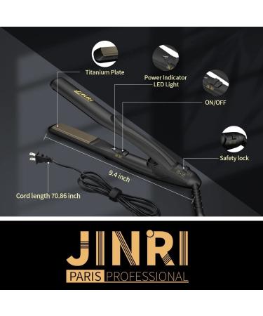 Jinri Hair Straightener with Titanium Plates - 0.8 Inch Flat Iron Travel Size Dual Voltage - Black - Buy Online on GoSupps.com