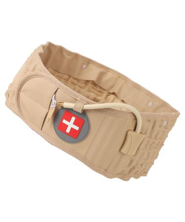 Inflatable Lumbar Traction Device - Lower Back Support Brace with Hand Pump - Reduce Pressure & Pain (Khaki) | International Shipping - Buy Online on GoSupps.com