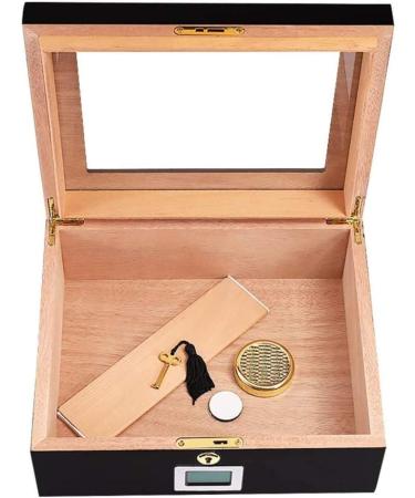 Cigar Humidor Cigar Box Storage Box with Humidifier and Digital Hygrometer Transparent Top Displayfor Decorative Box - Buy Online on GoSupps.com